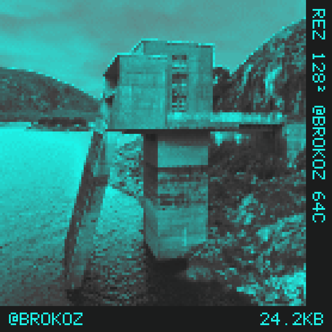 REZ photograph, 128 pixels square, CUSTOM palette