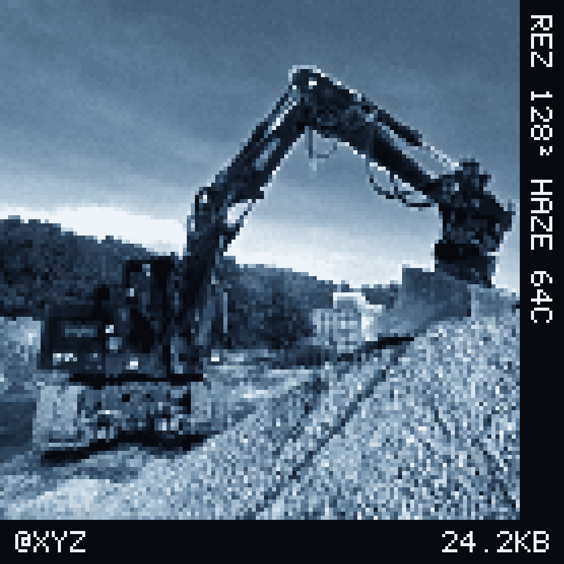 REZ photograph, 128 pixels square, HAZE palette