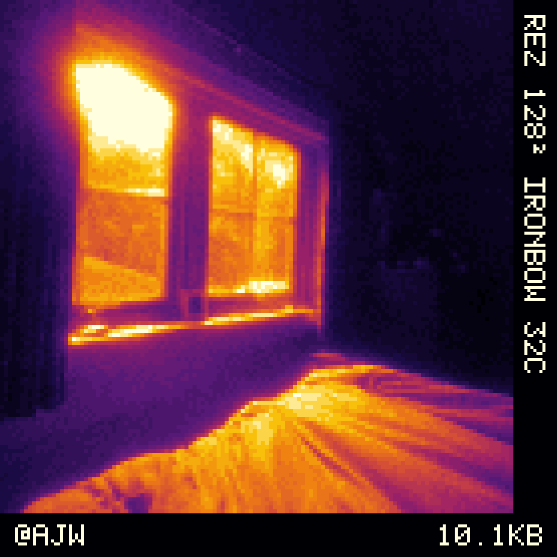 REZ photograph, 128 pixels square, IRONBOW palette