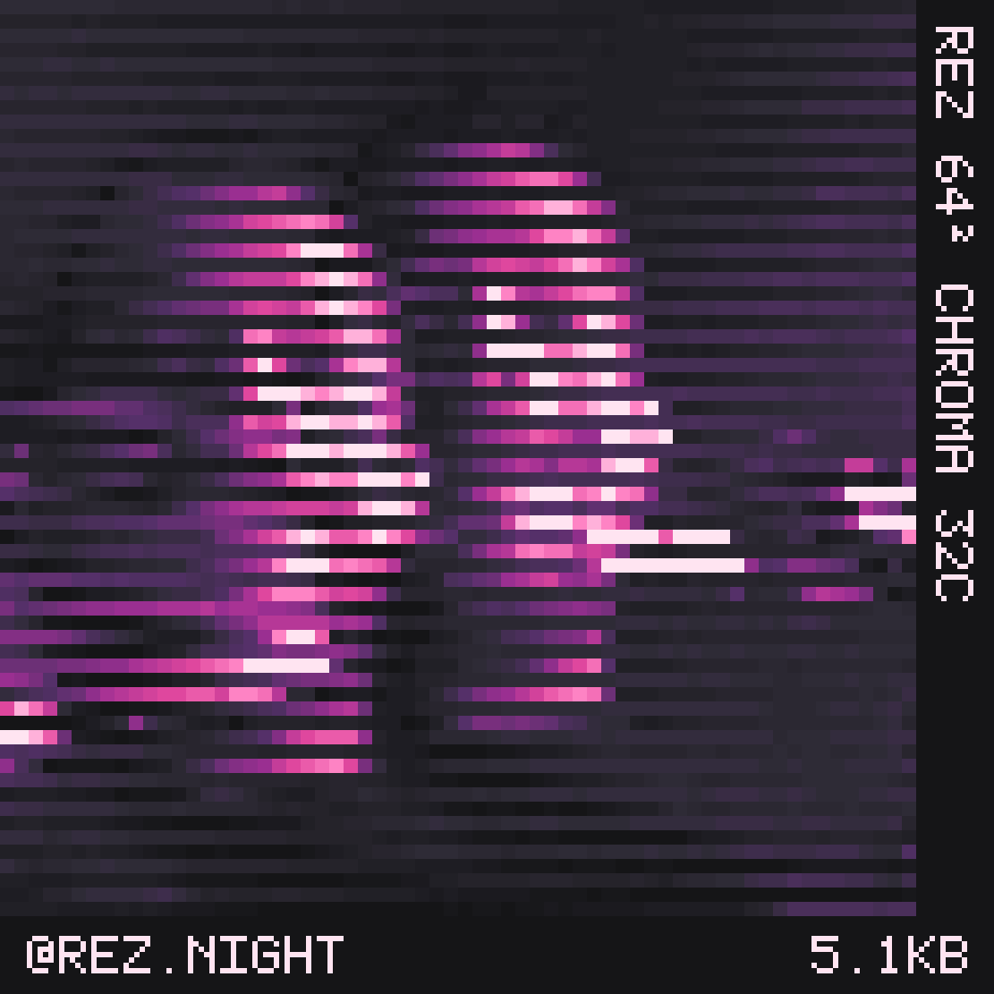 REZ photograph, 64 pixels square, CHROMA palette