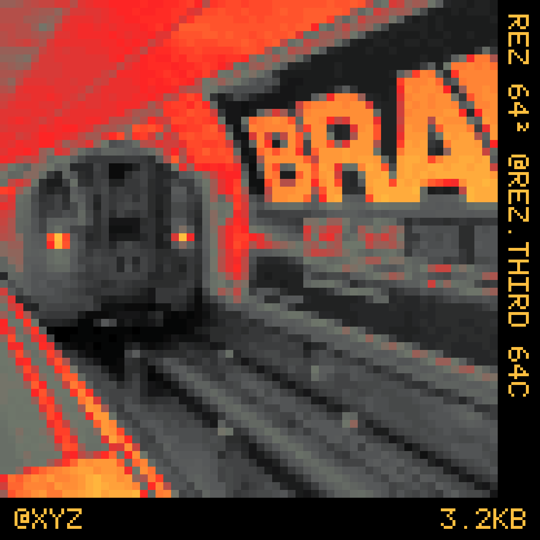 REZ photograph, 64 pixels square, CUSTOM palette