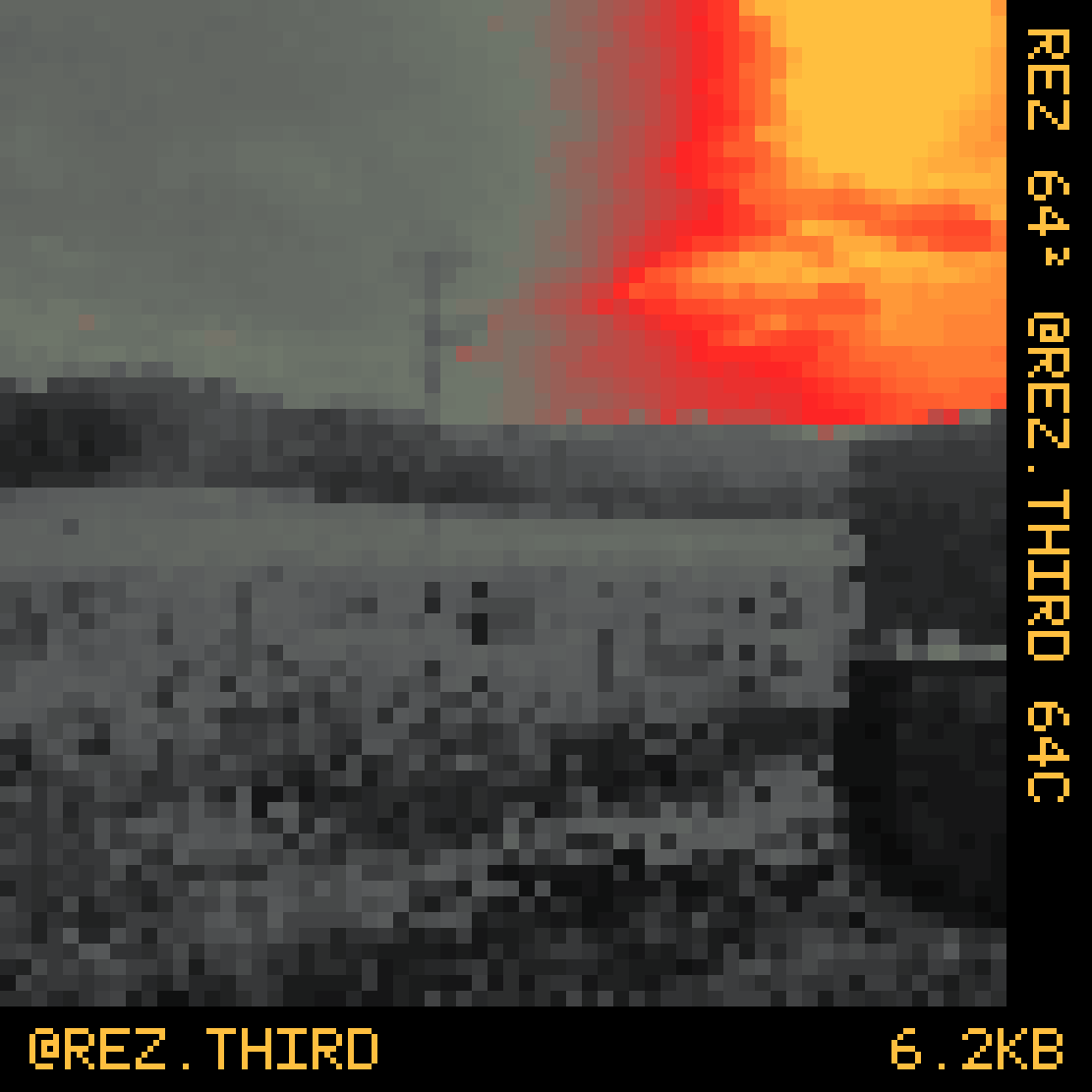 REZ photograph, 64 pixels square, CUSTOM palette