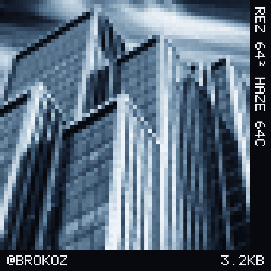 REZ photograph, 64 pixels square, HAZE palette