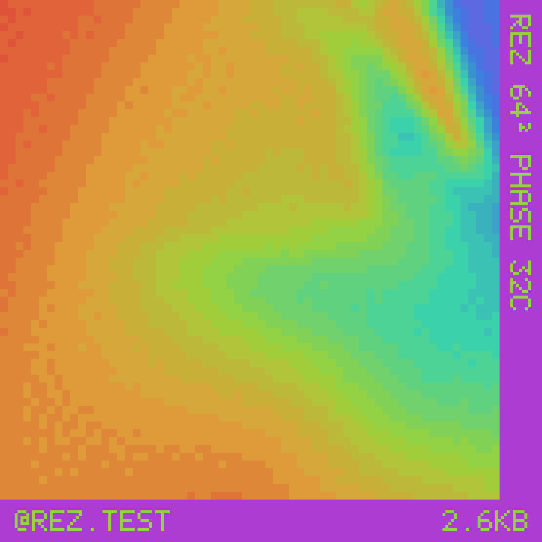 REZ photograph, 64 pixels square, PHASE palette
