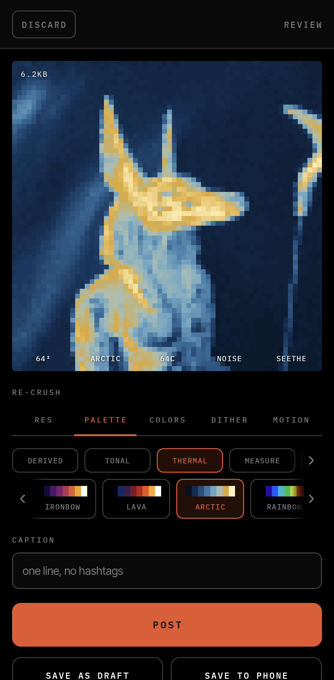 REZ re-crush screen, ARCTIC palette