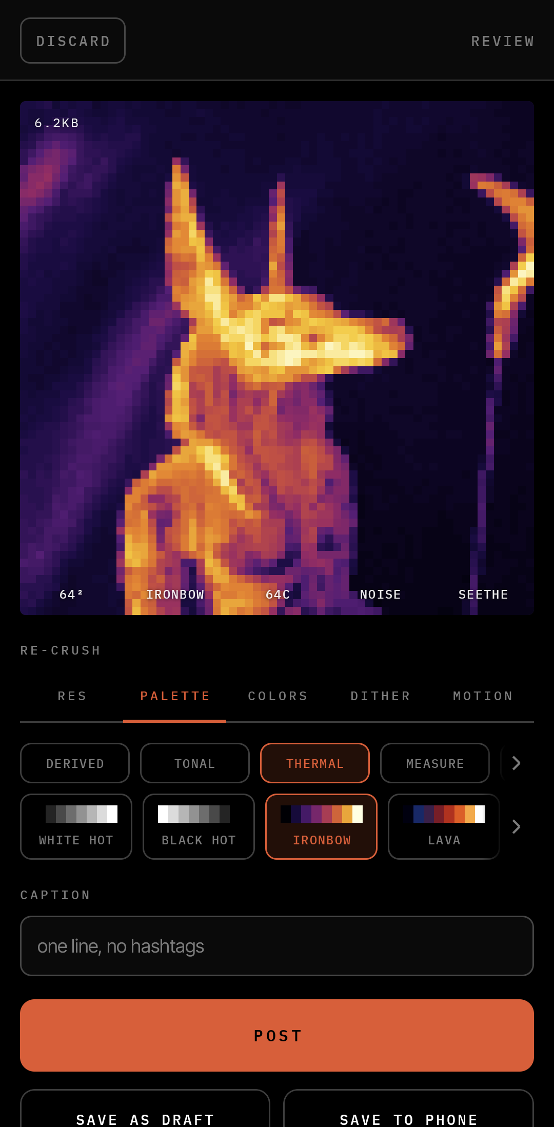 REZ re-crush screen, IRONBOW palette